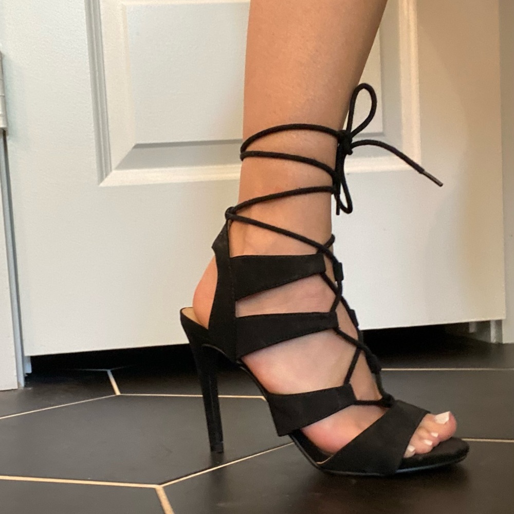 Black lace up heels